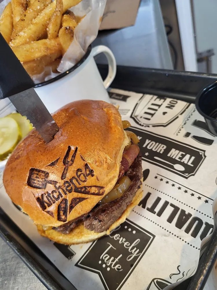 Bacon Cheeseburger Branded with Kitchen 64