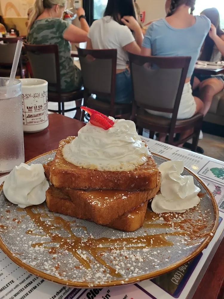 French Toast Whipped Cream Strawberry Garnish